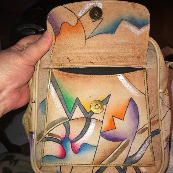 Sam Sam Genuine Leather Painted Cross Body Handbag (JJ) - Picture 7 of 12